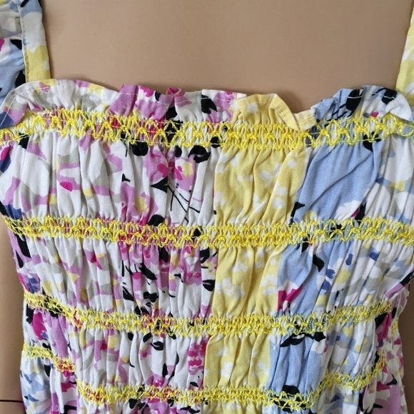 French Connection Dress Isla Ekeze Organic Cotton Shirred Smocked Pinafore - Picture 11 of 16